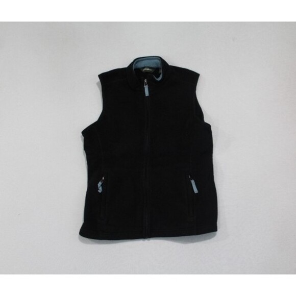 Eddie Bauer Men Black Fleece Vest Mock Neck Full Zip - Picture 1 of 7